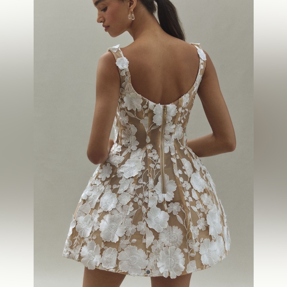 Bronx and Banco White Floral Appliqué Mini Dress - Picture 2 of 10